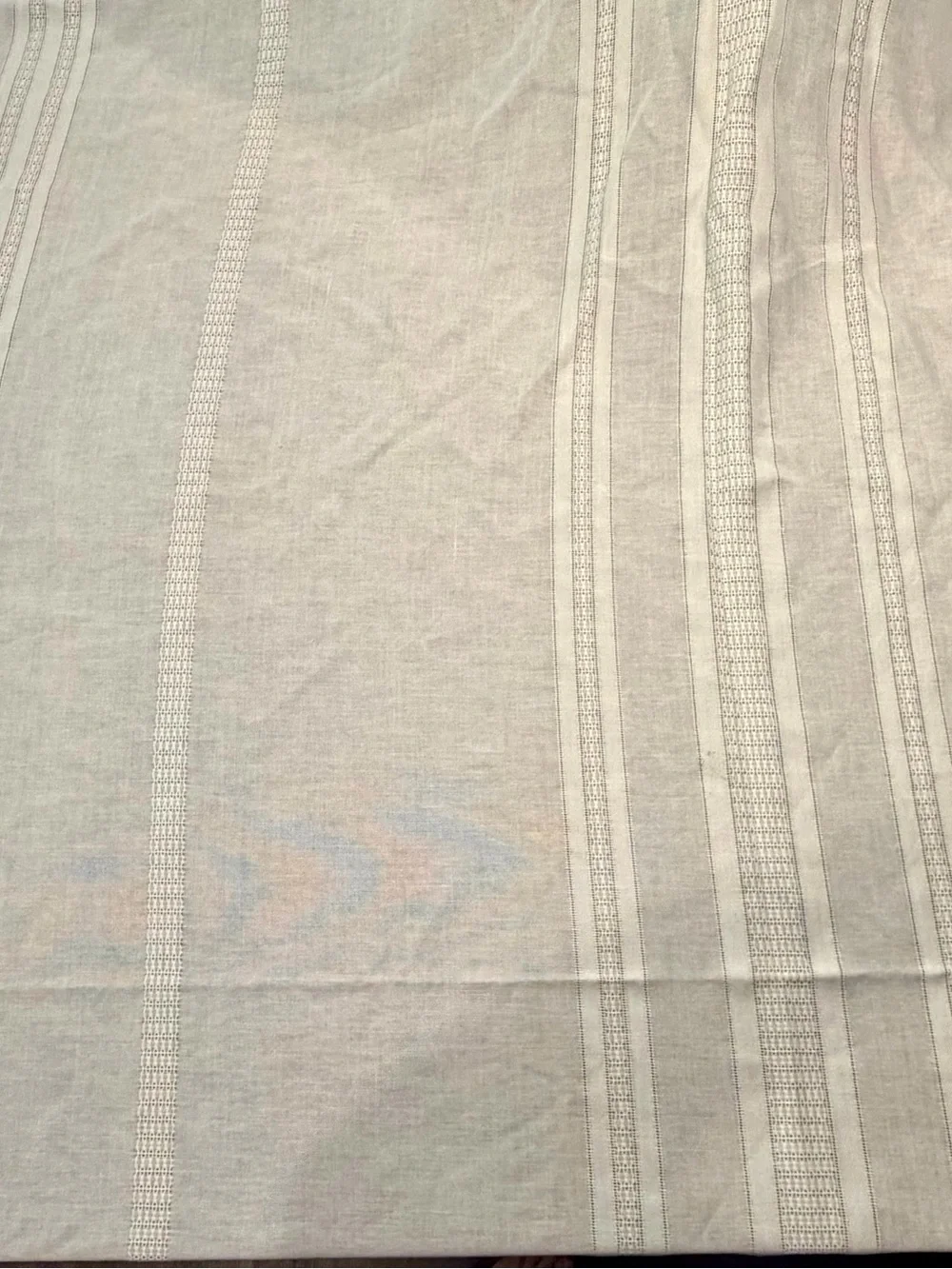 White crochet stripe tablecloth